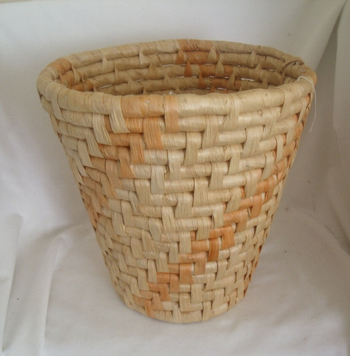 Vintage raffia rubbish bin - raffia,