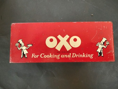 Vintage oxo cubes tin red - vintage,