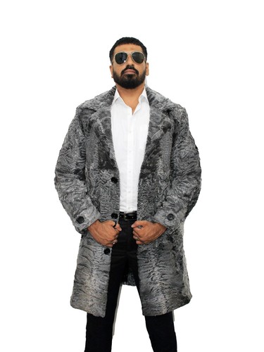 Men gray real fur - fur, |