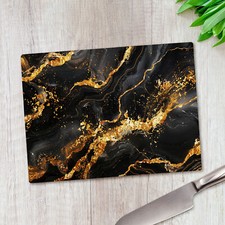 Black Gold Marble Effect Glass
