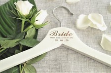 Personalised Engraved Wedding Wooden Hangers / Natural / White - Bride / Groom