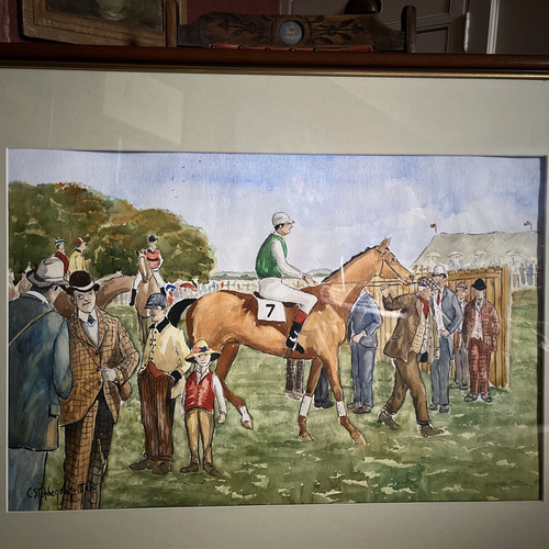 Watercolour painting racehorse - watercolour,