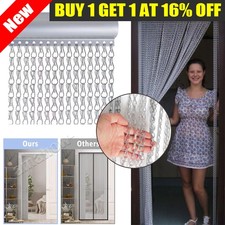 Aluminium Door Fly Screen Metal Chain Curtain Insect Pest Blinds 210cm x 90cm ~