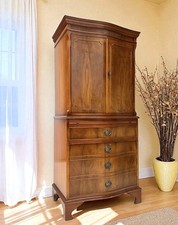 Reproduction Yew Wood Drinks Cocktail cabinet Bar Tallboy Vintage Antique Style