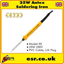 Antex Model XS 25W 230V Soldering Iron with PVC Cable, UK Plug S582470 XS25