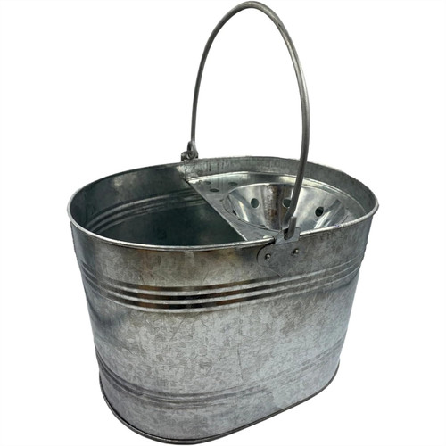 Galvanised metal mop bucket - metal,