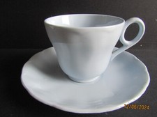 6-CUPS & SAUCERS-VTG GRINDLEY ENGLAND "LUPIN PETAL" BLUE--STUNNING SKY BLUE