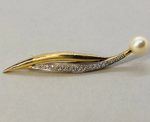 Vintage 18k gold pearl diamond - vintage,