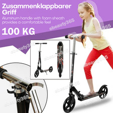 NEW Folding Kick Scooter 2 Big Wheels Teens Adult Ride on with Rear Brake Gift