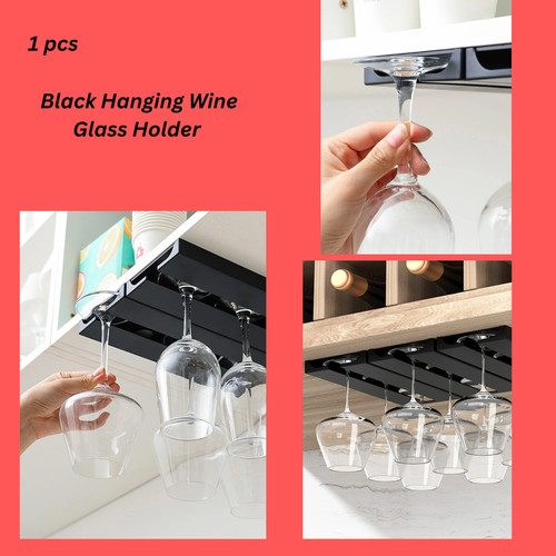 Black hanging wine - black, glass
