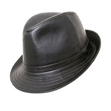 Black Faux Leather Trilby PVC