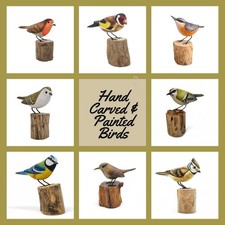 Hand Carved Bird on Log