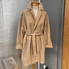 Ladies MaxMara Max Mara Beige PURE VIRGIN WOOL Belted Coat Pure Wool UK 10