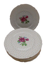 6  ROSENTHAL ROSE & GOLD SPOT DESSERT PLATES MARTHA WASHINGTON 1930's