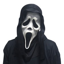 Scream Ghost Face Mask W/ Hood  Latex Horror Halloween Fancy Dress Scream Killer