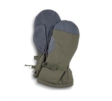 New German Army Issued Goretex Extreme Cold Weather Fur Lined Mitts In Olive