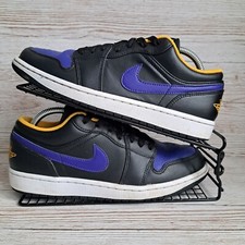 Nike Air Jordan 1 Dunk Low Black Yellow Purple Trainers Running Size 8