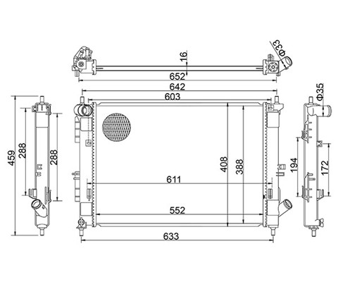 Hart 641 304 - radiator,, engine