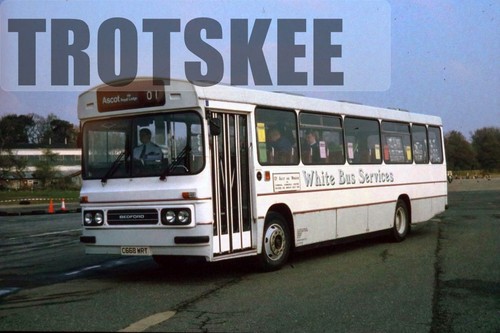 35mm slide white bus service - white,