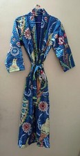 Indian Cotton Handmade Robe Kantha Kimono Long Dress Jacket Night Wear Printed