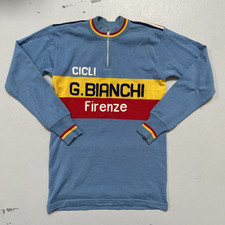 Vintage Giuseppe Bianchi Cicli Firenze Racing Cycling Wool Italy Jersey 1/4 Zip