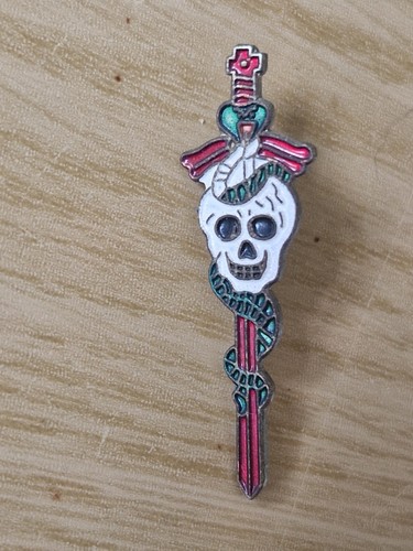 Skull snake cross enamel lapel - skull,