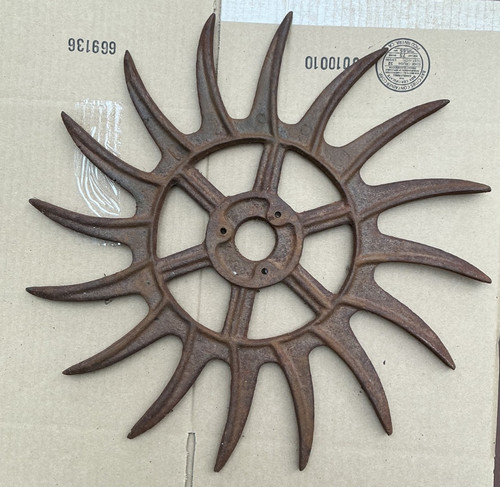 Antique cast iron rotary hoe