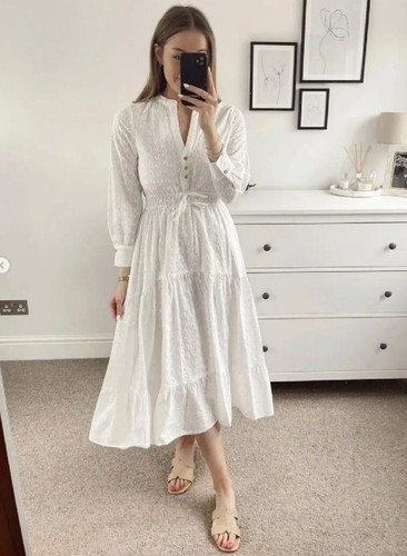 Zara dress cutwork embroidered - dress,