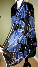 VALENTINO 100% Silk Chiffon Blue Mix Floral Scarf Shawl Made In Italy 68" x 27"