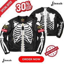 Supreme Vanson Leathers Skeleton Jacket Black Biker Leather jacket