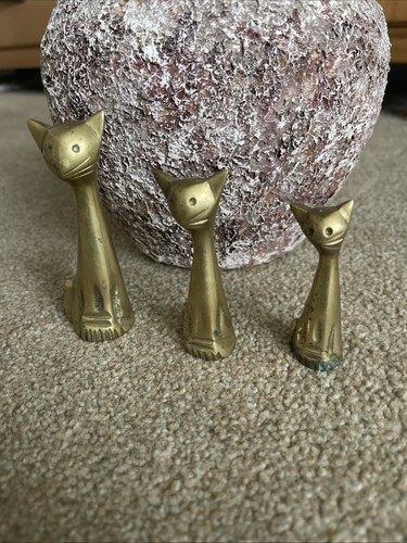 Brass cat figurines with - brass,