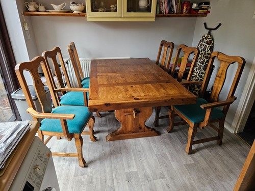 Large pine dining table - table,