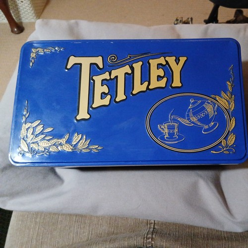 Tetley tea tin - tetley, blue/gold
