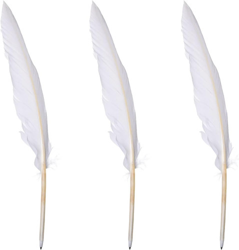 White goose feather quill - quill, pens