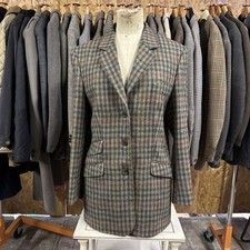 Foxley Women’s Wool Tweed Hacking Jacket UK 12 Checked Country Blazer Riding Vtg
