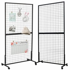 70"×35" Grid Wall Display Stand Grid Panel Retail Shop Display With Wheels