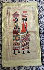 Vintage Real wax Batik Large Wall Hanging African Signed Backed In Silk Dupion 4