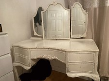 Dressing Table White Vintage Antique French Style Triple Mirror OPEN TO OFFERS 