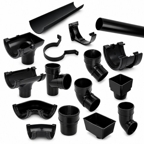 Black half round plastic upvc - plastic,