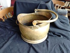 Brass Vintage Fireside Coal Log Bucket Scuttle, Swing Handle