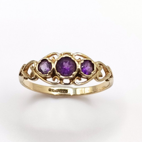 9ct gold amethyst trilogy - 9ct,