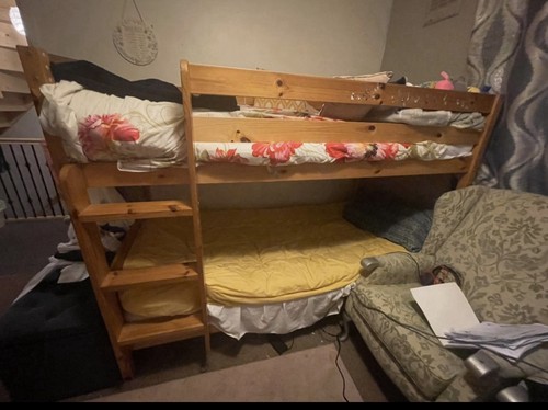 Pine bunk beds with ladder - beds,