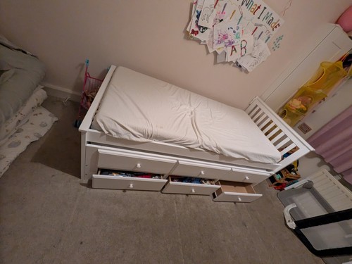 White captain bed two - white, bed.