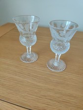Edinburgh Crystal Thistle. 2 X Glasses  4.25 Inch High.