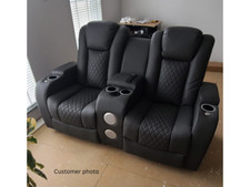 Black Cinema Electric Recliner 2 Seater Sofa Tech 8-Smart | USB | LED | Massager
