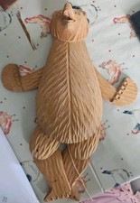  Black Forest Wooden Jumping Jack Articulated Bear  Folk Art Wood Carving Carved