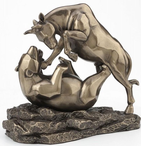 Bull and bear fighting - and,