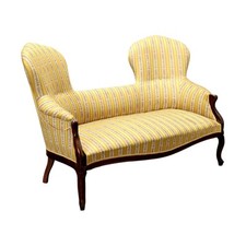 Antique Sofa Louis Philippe Walnut Fabric Italy XIX Century Original