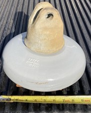 Antique Large Porcelain Ceramic Grey Electrical Insulator 9” Diameter Locke Nice