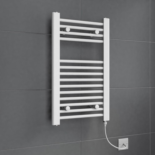 Electric flat white towel rail - flat,